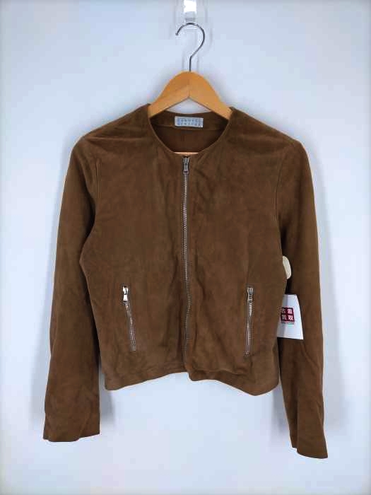 BARNEYS NEWYORK(バーニーズニューヨーク) OLD ノーカラースウェードブルゾン イタリア製 レディース US：4
