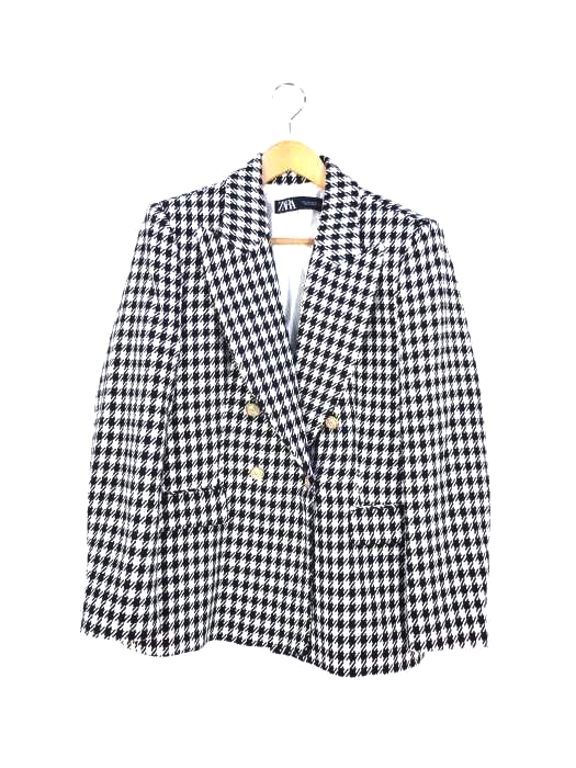 ザラ ZARA HOUNDSTOOTH DOUBLE-BREASTED BLAZER レディース import：L