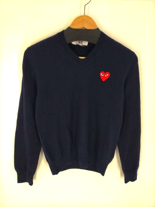 プレイコムデギャルソン PLAY COMME des GARCONS AD2003 HEART PULLOVER ハート Vネックニット レディース  M