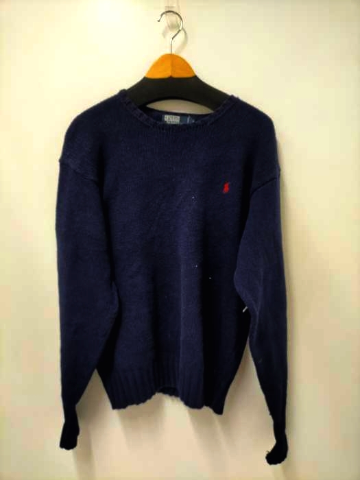 ポロバイラルフローレン Polo by RALPH LAUREN 90S スモールポニー刺繍コットンニット メンズ import：L