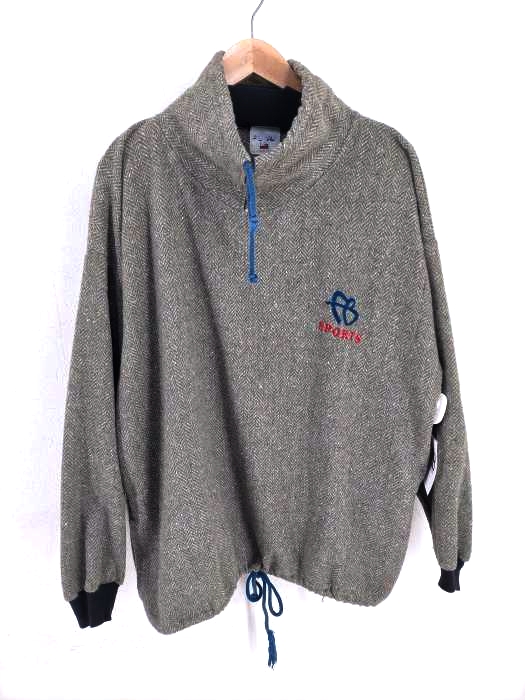 FUBU(フブ) USA製 ヘリンボーン ハーフジップハイネックプルオーバー メンズ JPN：XL