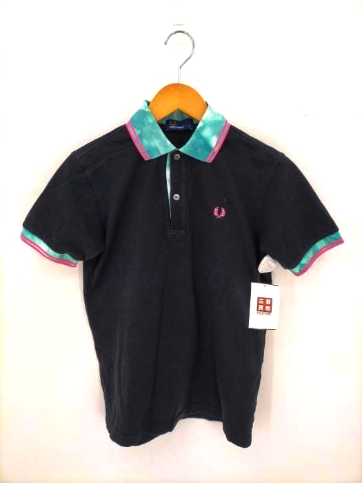 FRED PERRY(フレッドペリー) ムラ染めリブ ワンポイントロゴ刺繍 鹿の子 ポロシャツ レディース  S