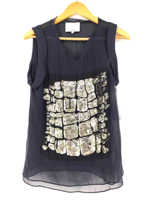 スリーワンフィリップリム 3.1 phillip lim シルク スパンコール ノースリーブ レディース JPN：2