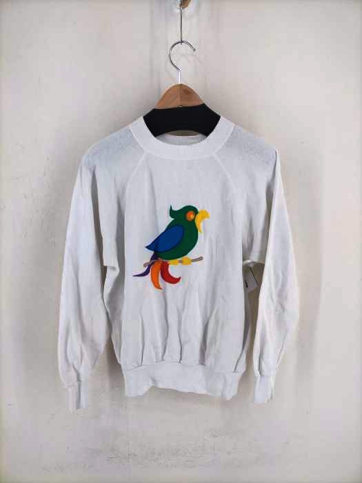 パニール Pannill 80S USA製 ラグランスウェット 鳥パッチワーク レディース import：L