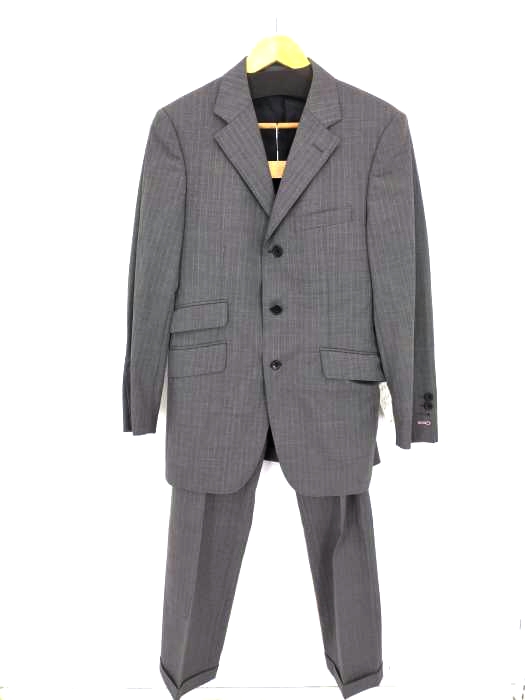 バーバリーブラックレーベル BURBERRY BLACK LABEL ストライプ 3Bテーラードジャケット 背抜き センタープレス ダブルスラックス メンズ 表記無