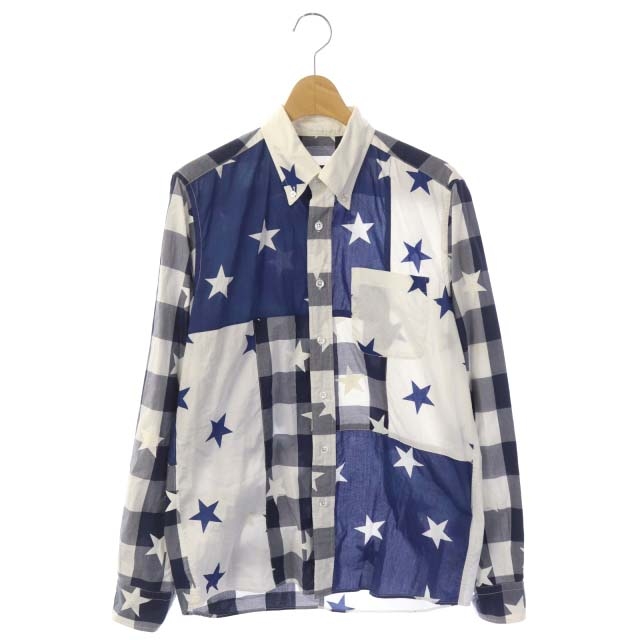 SOPHNET.(ソフネット) 16SS STAR MIX B.D. SHIRT シャツ 総柄 ボタンダウン 長袖 S 紺 白 ネイビー ホワイト /HK メンズ  S