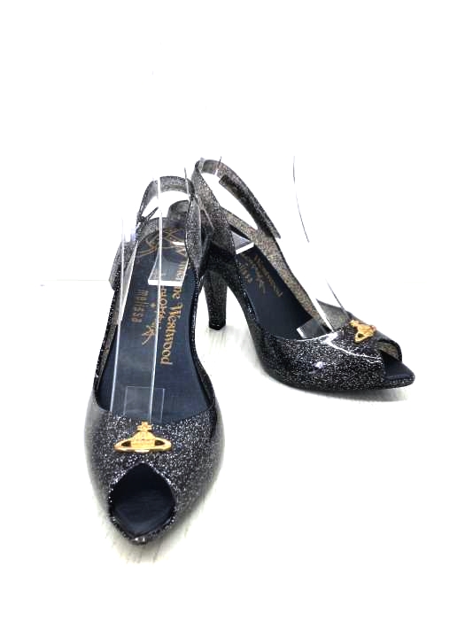 Vivienne Westwood ANGLOMANIA(ヴィヴィアンウエストウッド アングロマニア) オーブモチーフ ラメ入りオープントゥパンプス レディース US：6