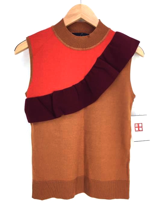 LeoryEBLOA(レオリーエブロア) 配色フリルハイネックKNITトップ レディース FREE