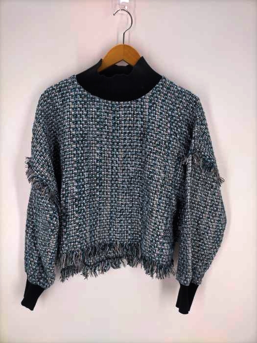 ザラ ZARA フリンジツイードモックネックプルオーバー レディース JPN：M