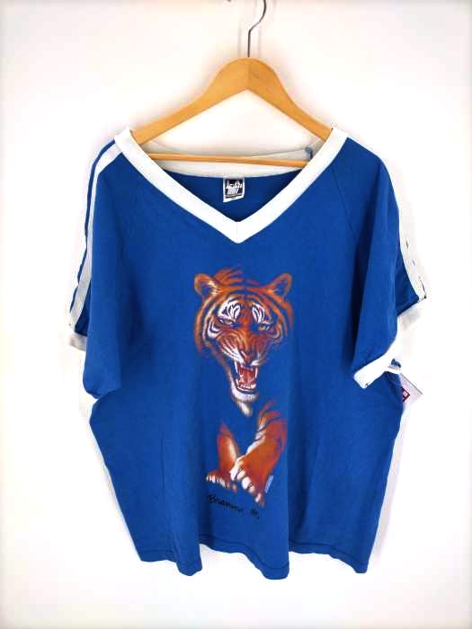 USED古着(ユーズドフルギ) 90S Vネックライン装飾 アニマルプリントTシャツ メンズ  XXL