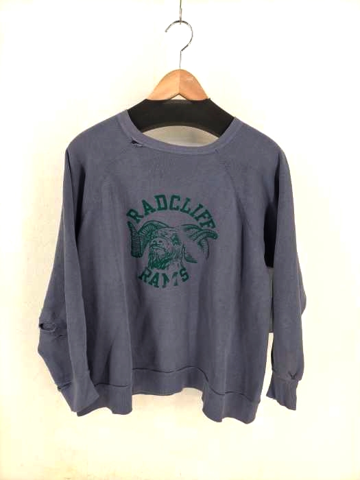 USED古着(ユーズドフルギ) 60~70s RADCLIFF RAMS 3段ラバープリント 丸胴 ラグランスウェット メンズ 表記無