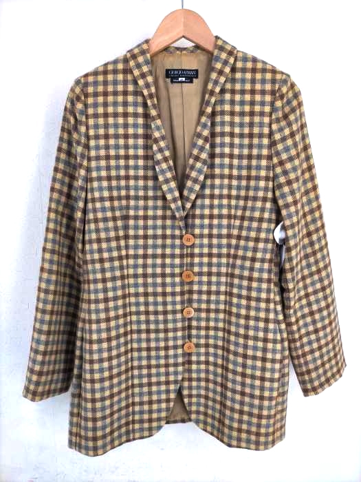 Giorgio Armani(ジョルジオアルマーニ) ガンクラブチェック ループボタンウールジャケット レディース  40