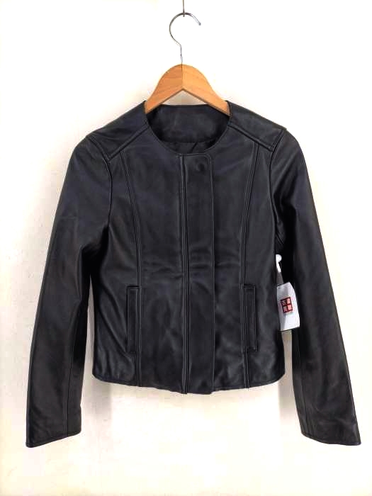USED古着(ユーズドフルギ) {{もりのがっこう}}ラムレザー ノーカラージャケットブルゾン レディース JPN：M