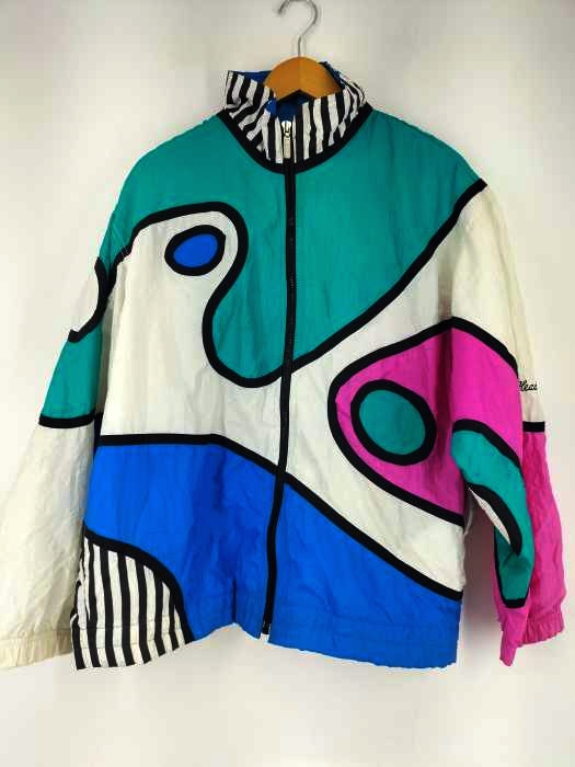 ユーズドフルギ USED古着 総柄ナイロンジップアップジャケット メンズ  無
