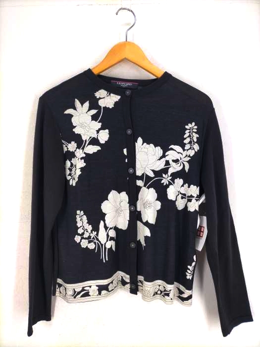 レオナール LEONARD 花柄シルク混ウールカーディガン レディース JPN：L
