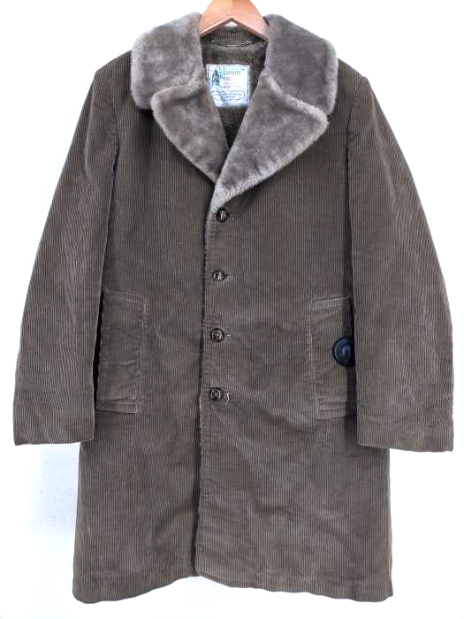 ロンドンフォグ LONDON FOG 70S~80S 裏地襟ボア 胡桃ボタン 太畝コーデュロイ ランチコート 裏ボア メンズ  40 REG