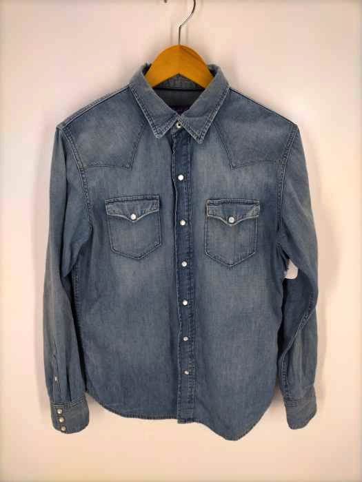 RALPH LAUREN PURPLE LABEL(ラルフローレンパープルレーベル) ヴィンテージ加工 USED加工 シャンブレーウエスタンシャツ メンズ JPN:M