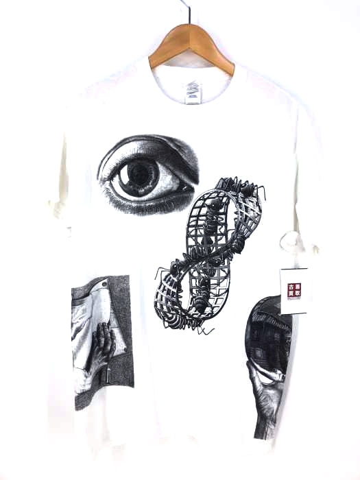 GILDAN Maurits Cornelis Escher だまし絵プリントクルーネックTee メンズ  M