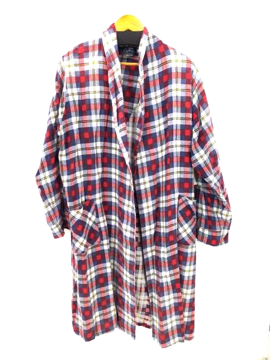 VANHEUSEN(ヴァンヒューゼン) 80S プリントネルチェック柄シャツガウン メンズ import：L