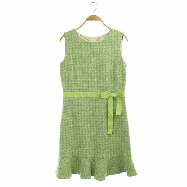 RED VALENTINO(レッドヴァレンティノ) レッド ヴァレンティノ RED VALENTINO ツイードリボンワンピース ノースリーブ ひざ丈 フリル 40 ライトグリーン 緑 /CM ■OS レディース レディース  40（日本サイズM相当）