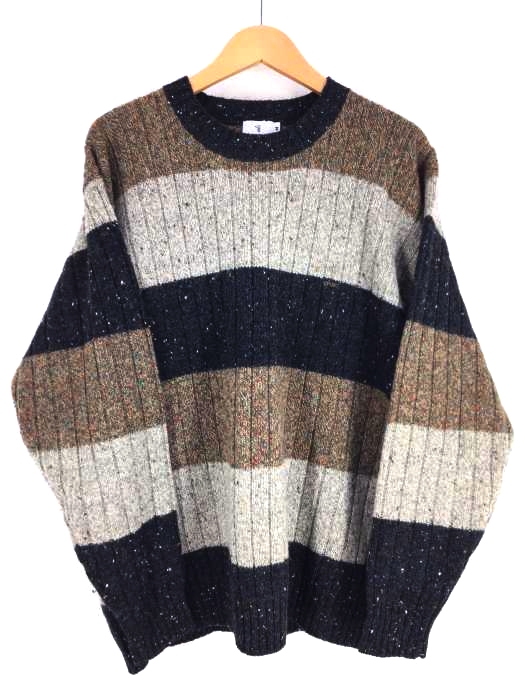 TRUSSARDI SPORT(トラサルディスポーツ) ボーダー混合ニットプルオーバー メンズ  M