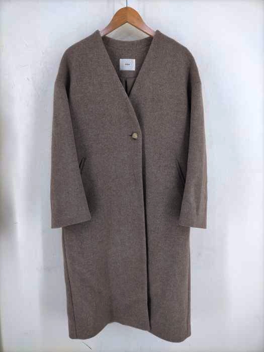 イエナ IENA ダブルビーバー ノーカラーVネックコート レディース JPN：38