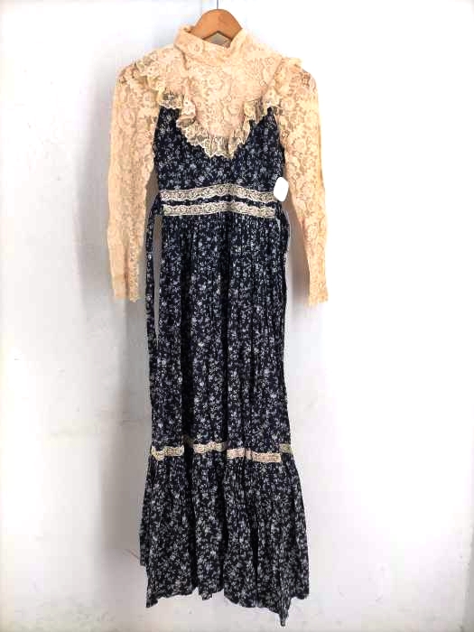 ユーズドフルギ USED古着 CANDI JONES 70S ロケットTALONZIP 花柄ワンピース レディース 表記無
