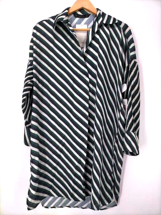 ZARA BASIC(ザラベーシック) ストライプ ポリ スキッパーシャツワンピ レディース import：XS