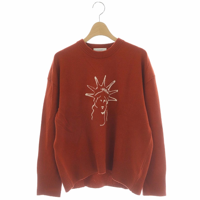 PHEENY(フィーニー) クルーネック カシミヤ混 ニット セーター 長袖 刺繍 プルオーバー F テラコッタオレンジ /CM レディース  F