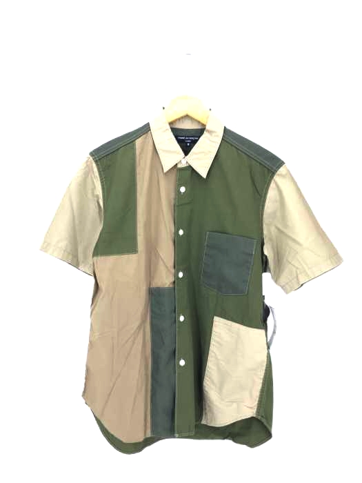 COMME des GARCONS HOMME(コムデギャルソンオム) パッチワーク切替S/Sシャツ メンズ JPN：S