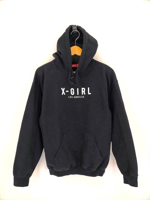 X-girl(エックスガール) センターロゴプリント フーディ レディース FREE
