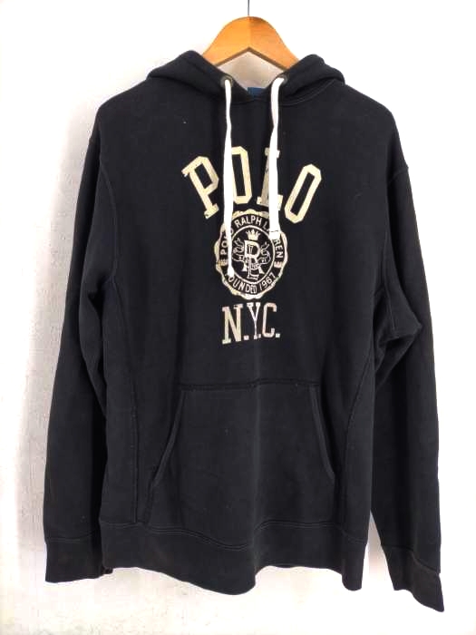 ポロバイラルフローレン Polo by RALPH LAUREN フロッキープリント スウェットプルオーバーパーカー メンズ import：M