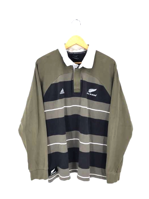 adidas(アディダス) ALL BLACKS ボーダー ラガーシャツ メンズ import：L