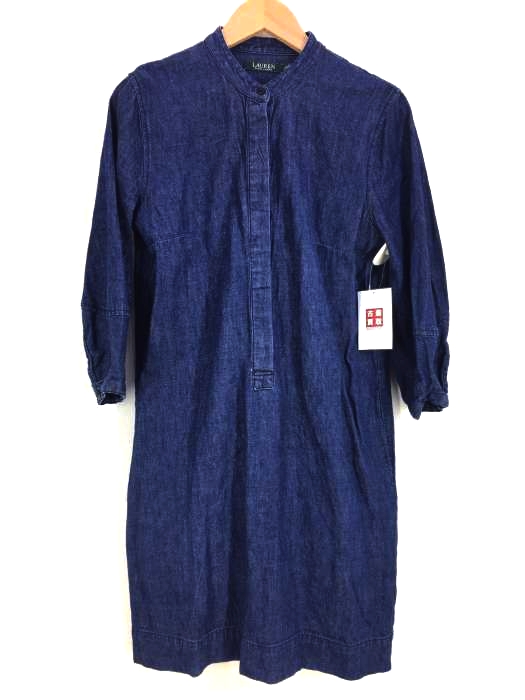 LAUREN RALPH LAUREN(ローレンラルフローレン) バンドカラーデニムワンピース レディース  4 160/88A