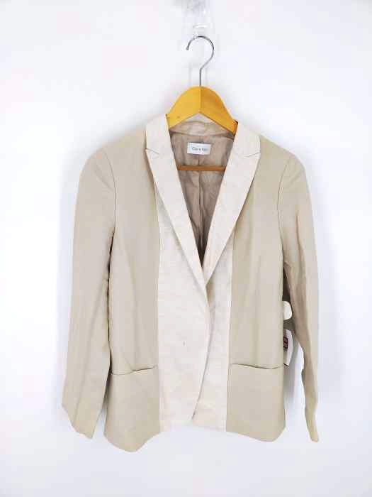 カルバンクライン CALVIN KLEIN シルク&リネン混 切替 1Bテーラードジャケット レディース JPN：4