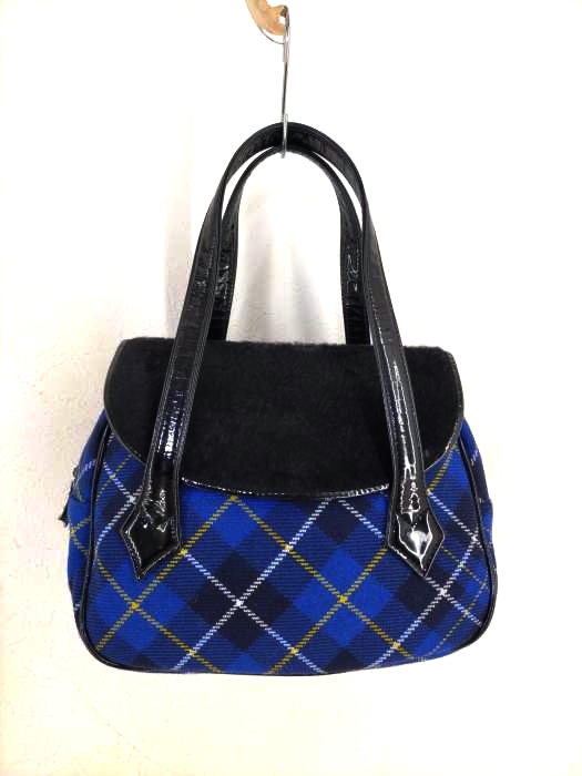 Vivienne Westwood(ヴィヴィアンウエストウッド) ハラコ切替 チェック柄ミニバッグ レディース 表記無