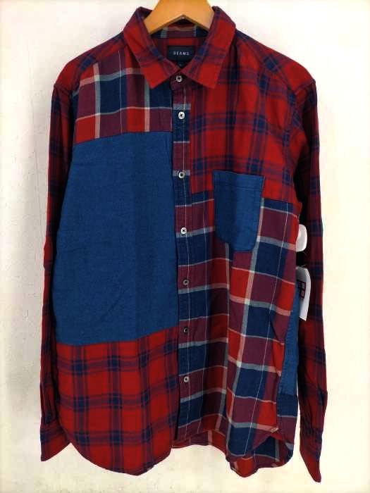ビームス BEAMS インディゴチェック切替シャツ メンズ JPN：L