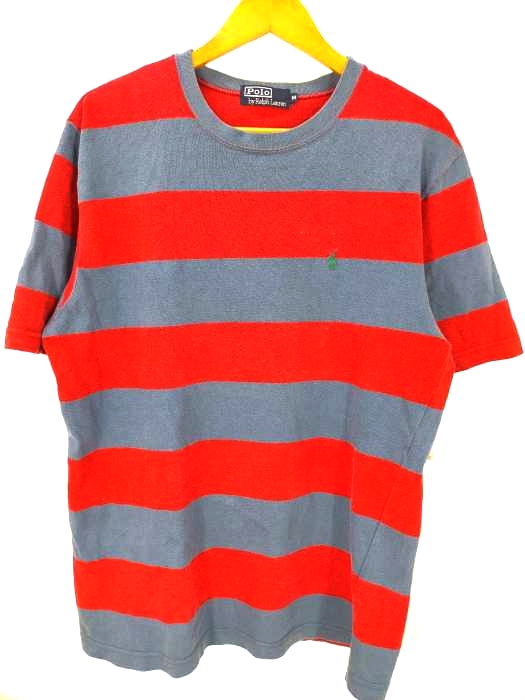 Polo by RALPH LAUREN(ポロバイラルフローレン) ボーダーワンポイント 刺しゅうTシャツ メンズ import：M