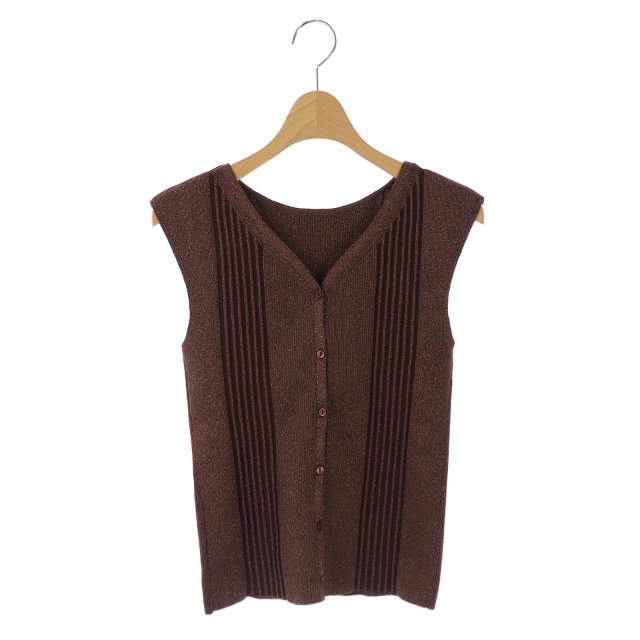 FRAY I.D(フレイアイディー) 20AW ベスト ニット リブ ラメ ONE SIZE 茶 ブラウン /AO ■OS レディース  ONE SIZE