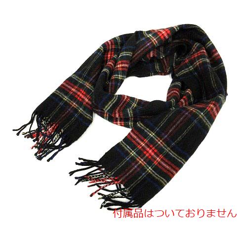 johnstons of elgin(ジョンストンズオブエルガン) マフラー ストール フリンジ カシミヤ チェック 黒 赤 マルチカラー /YI32 レディース  サイズ表記なし（実寸サイズをご確認下さい。）