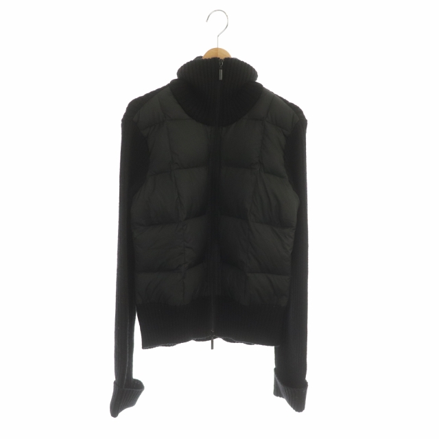 BCBGMAXAZRIA(ビーシービージーマックスアズリア) ダウン切替 ジャケット ニット ジップアップ L 黒 ブラック /DF レディース  L