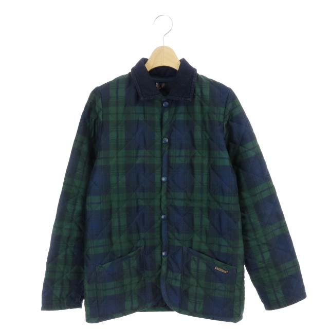 LAVENHAM(ラベンハム) キルティングジャケット ステンカラー 切替 チェック 英国製 36 緑 グリーン /MF レディース  36（日本サイズS相当）