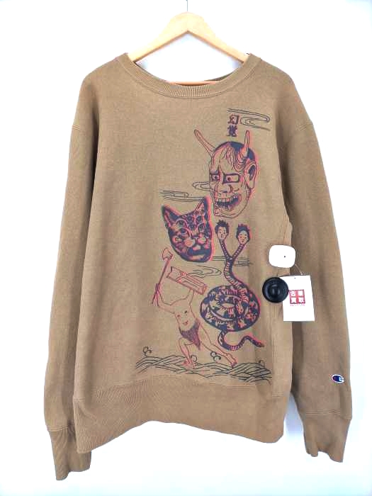 ユーズドフルギ USED古着 CHAMPION REVERSE WEAVEボディ 幻覚 大覚 両面プリント スウェット メンズ import：XXL