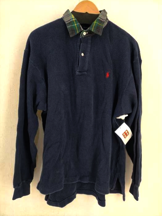 ポロバイラルフローレン Polo by RALPH LAUREN 襟チェック切替ワッフルポロシャツ メンズ JPN：M