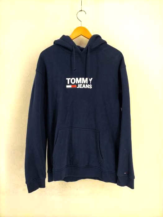 トミージーンズ tommy jeans ロゴプリントプルオーバーパーカー メンズ JPN：L