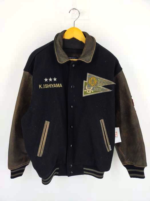 ユーズドフルギ USED古着 ワッペン装飾 異素材切替 ウールスタジャン メンズ JPN：L