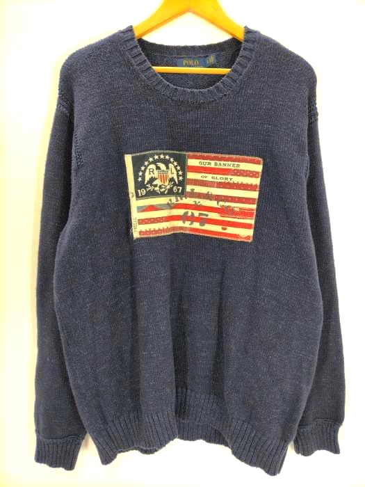 ポロラルフローレン POLO RALPH LAUREN 星条旗 OUR BANNER OF GLORY コットンニット メンズ import：XL