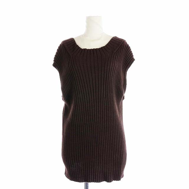 IENA(イエナ) 19AW コットン 起毛 プルオーバー ニット カットソー リブ フレンチスリーブ 茶 ブラウン /YI1 ■GY レディース  サイズ表記なし（実寸サイズをご確認下さい。）