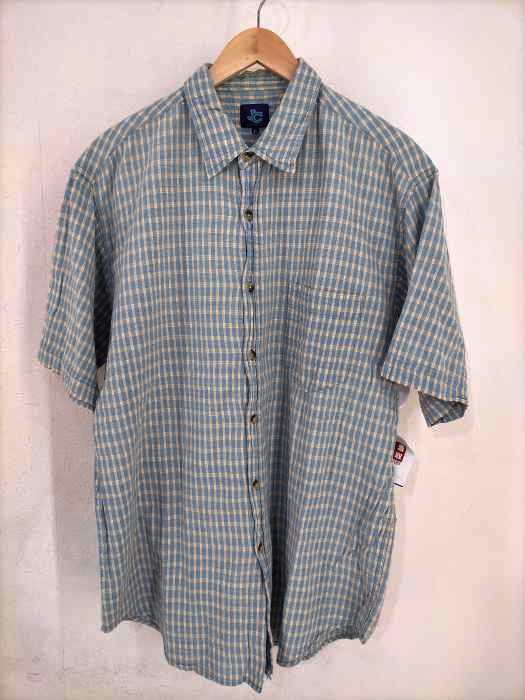 USED古着(ユーズドフルギ) シアサッカーチェック柄半袖シャツ メンズ JPN：L