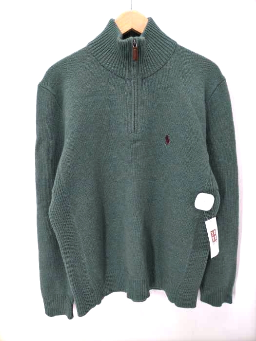 Polo by RALPH LAUREN(ポロバイラルフローレン) ポニー刺しゅう ハーフジップ ウールニット メンズ import：L